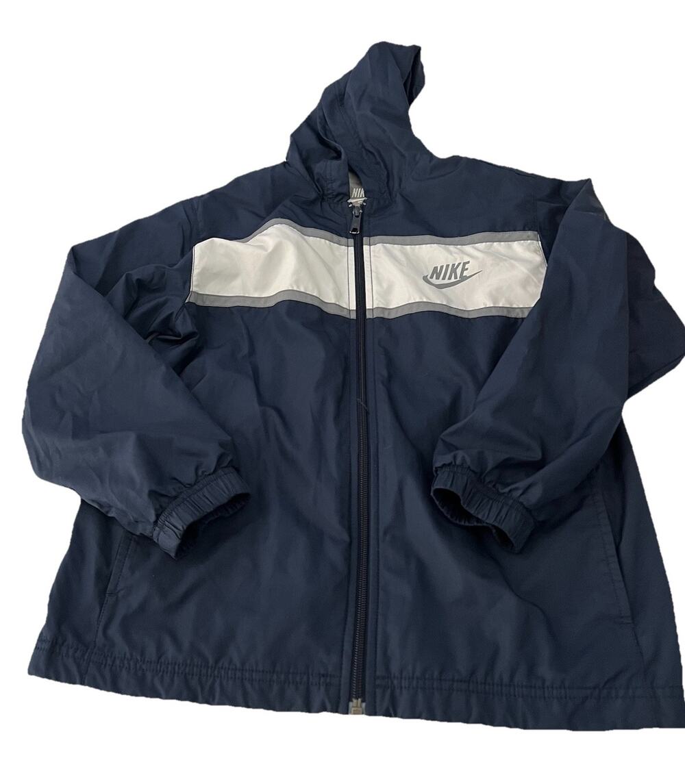Vintage Nike Sportswear Boys' Sz M Med Full-Zip Windbreaker Jacket Navy/White
